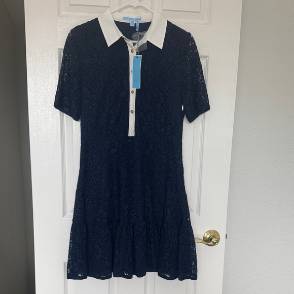 Draper James Navy Lace Mini Dress with White Collar - Picture 1 of 6